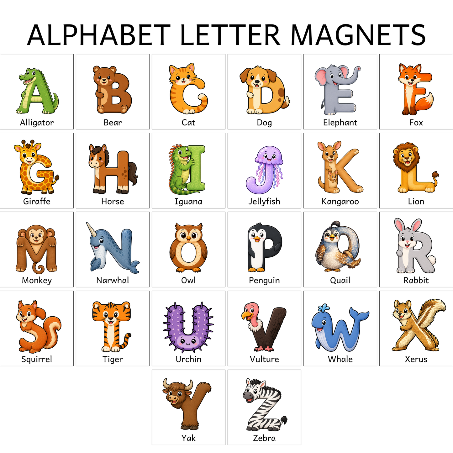 Animal Alphabet Letter Magnets