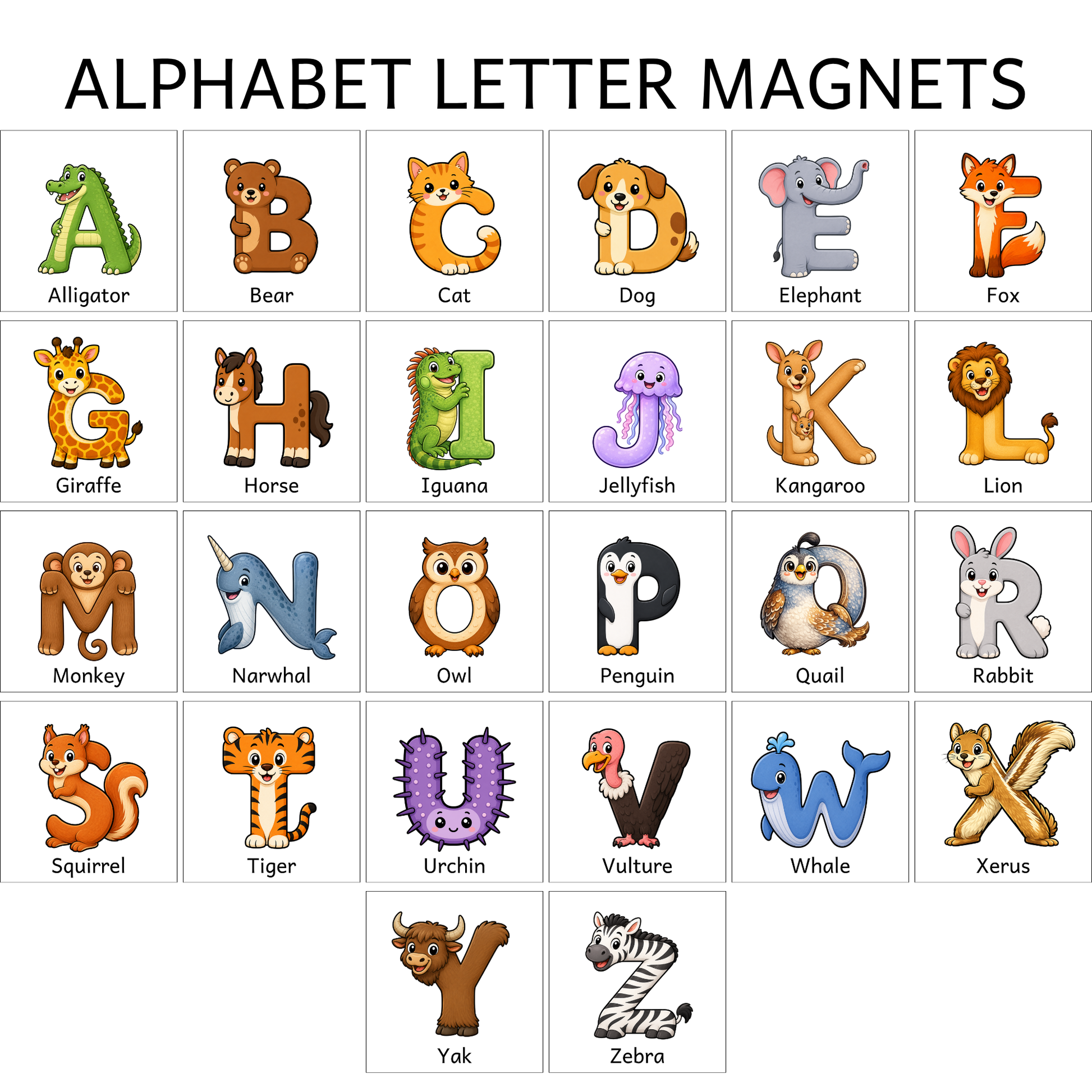 Animal Alphabet Letter Magnets