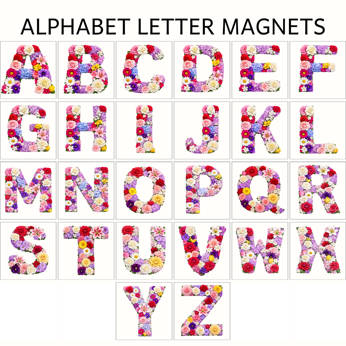Floral Alphabet Letter Magnets