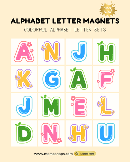 Alphabet Magnets for Spelling, Learning, Kids Room Decor