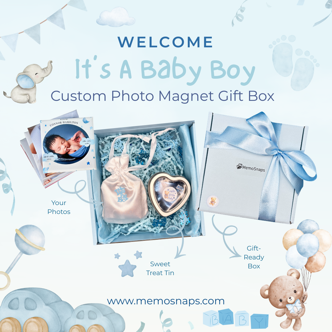 Baby Boy Custom Photo Magnet Gift Box
