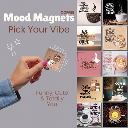 Coffee Theme Fridge Magnets with quotes