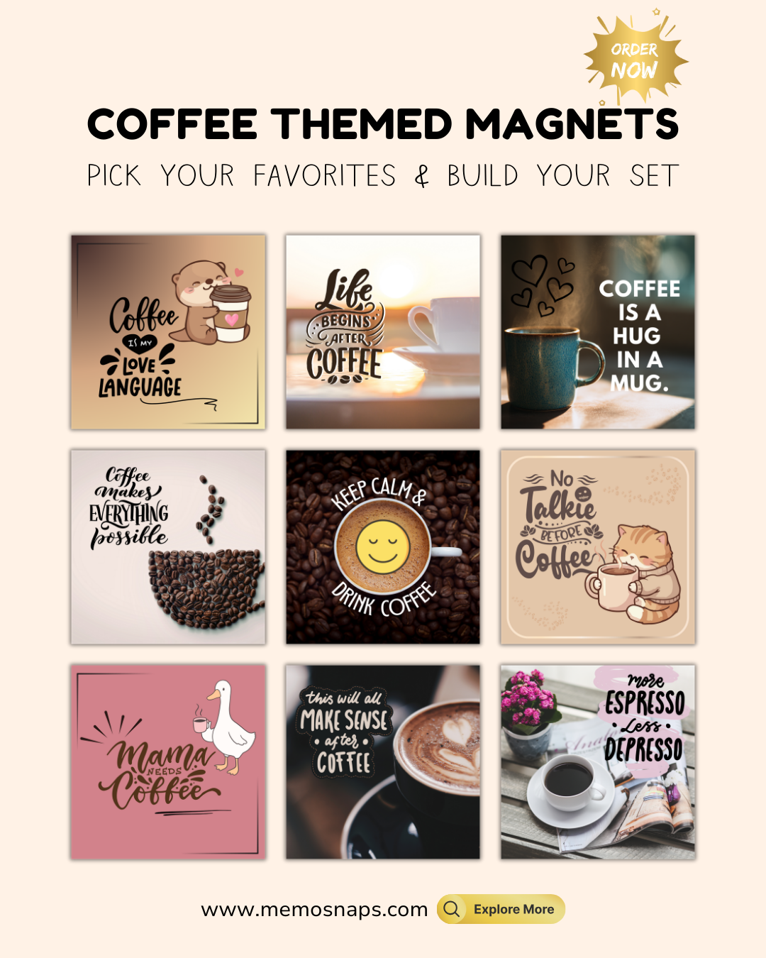 Coffee Themed Fridge Magnets