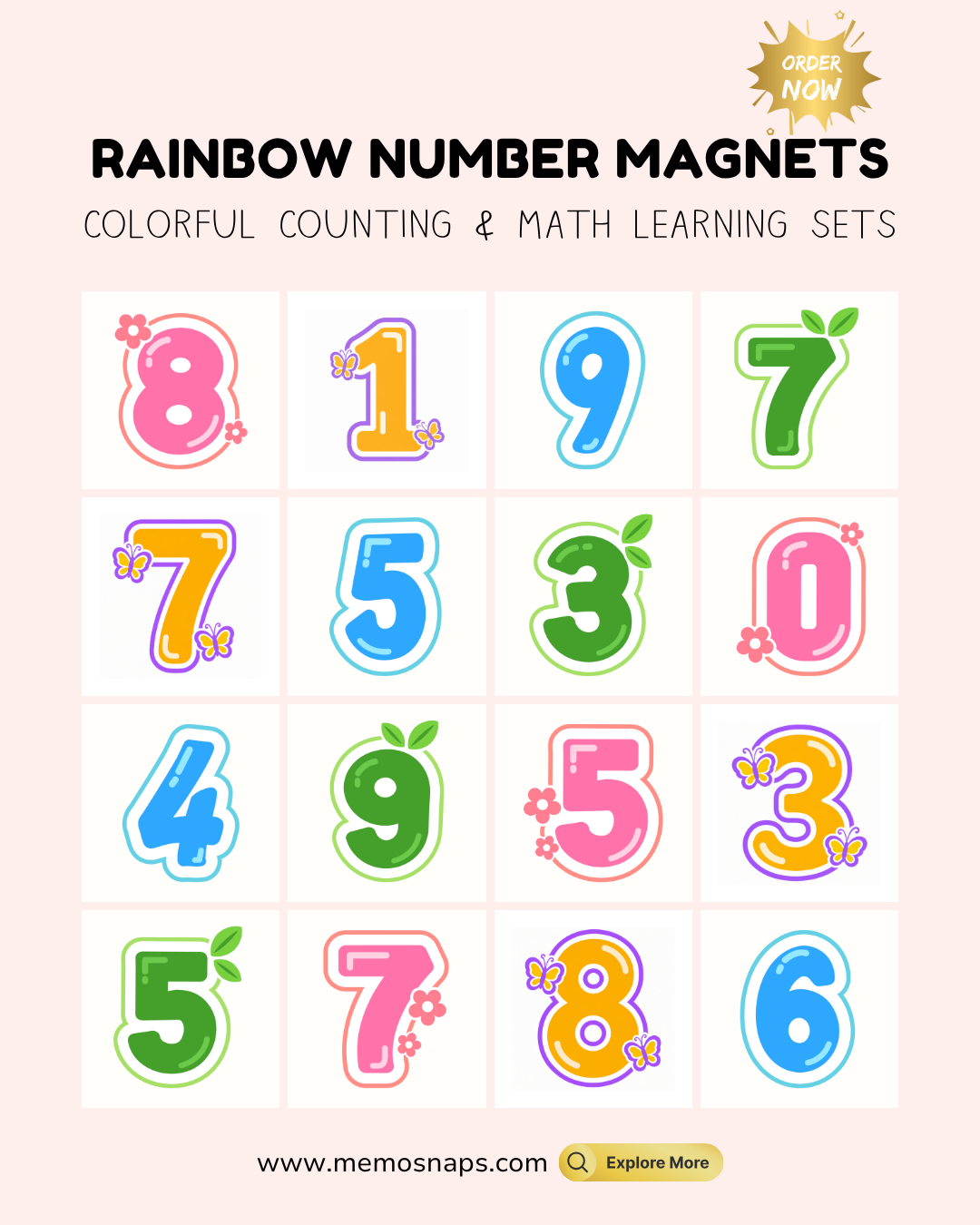 Rainbow Number Magnet Sets