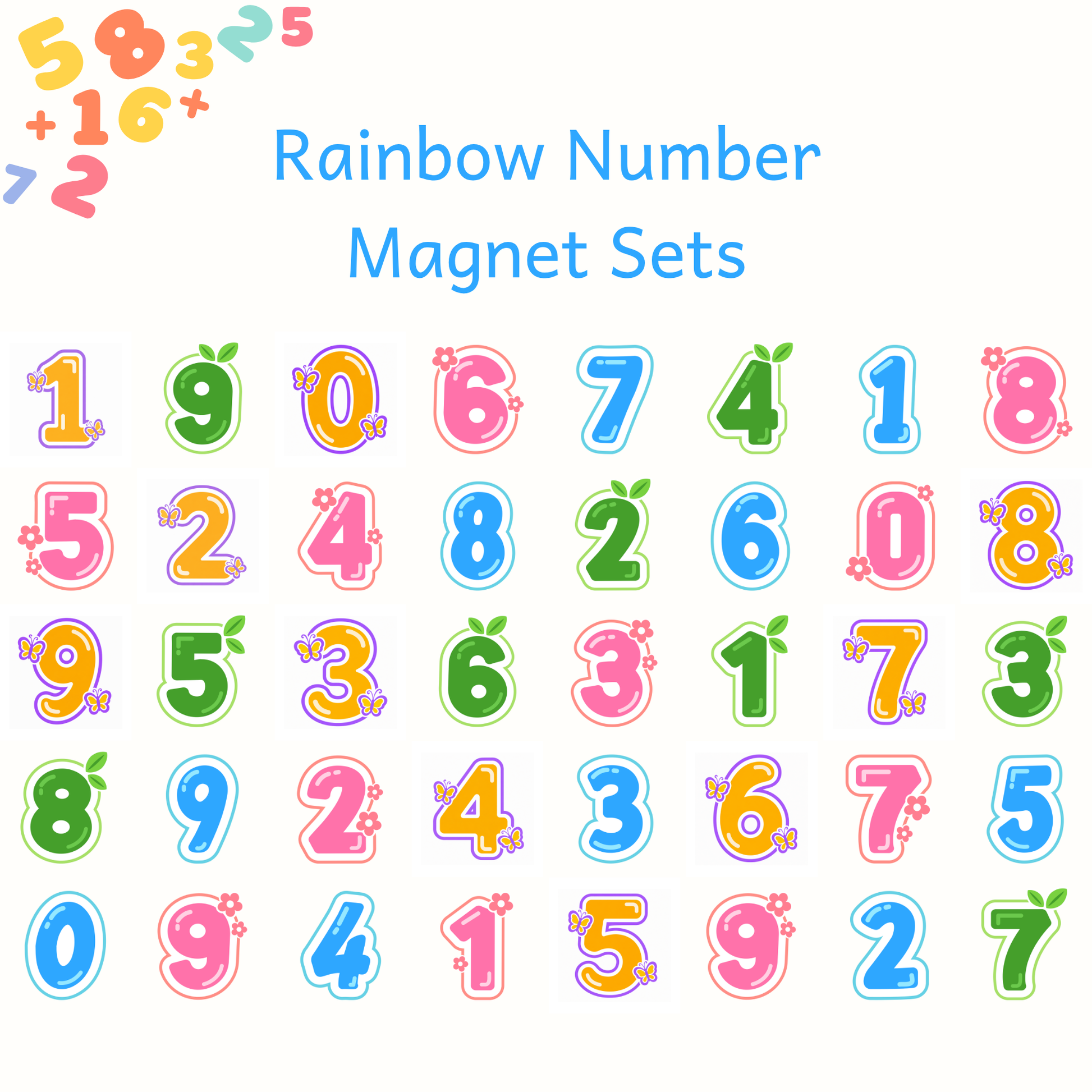Rainbow Number Magnet Sets