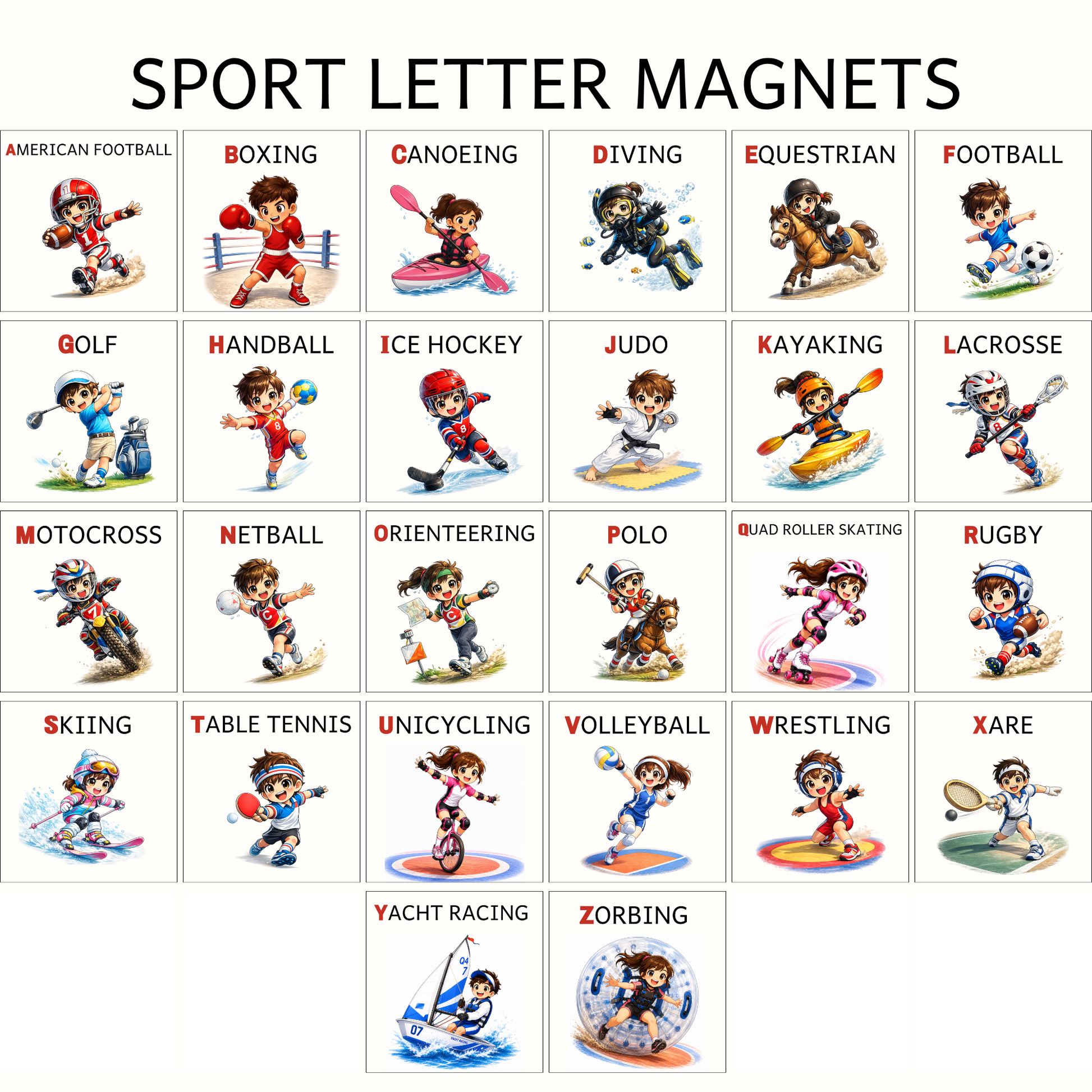 Sports Alphabet Letter Magnets