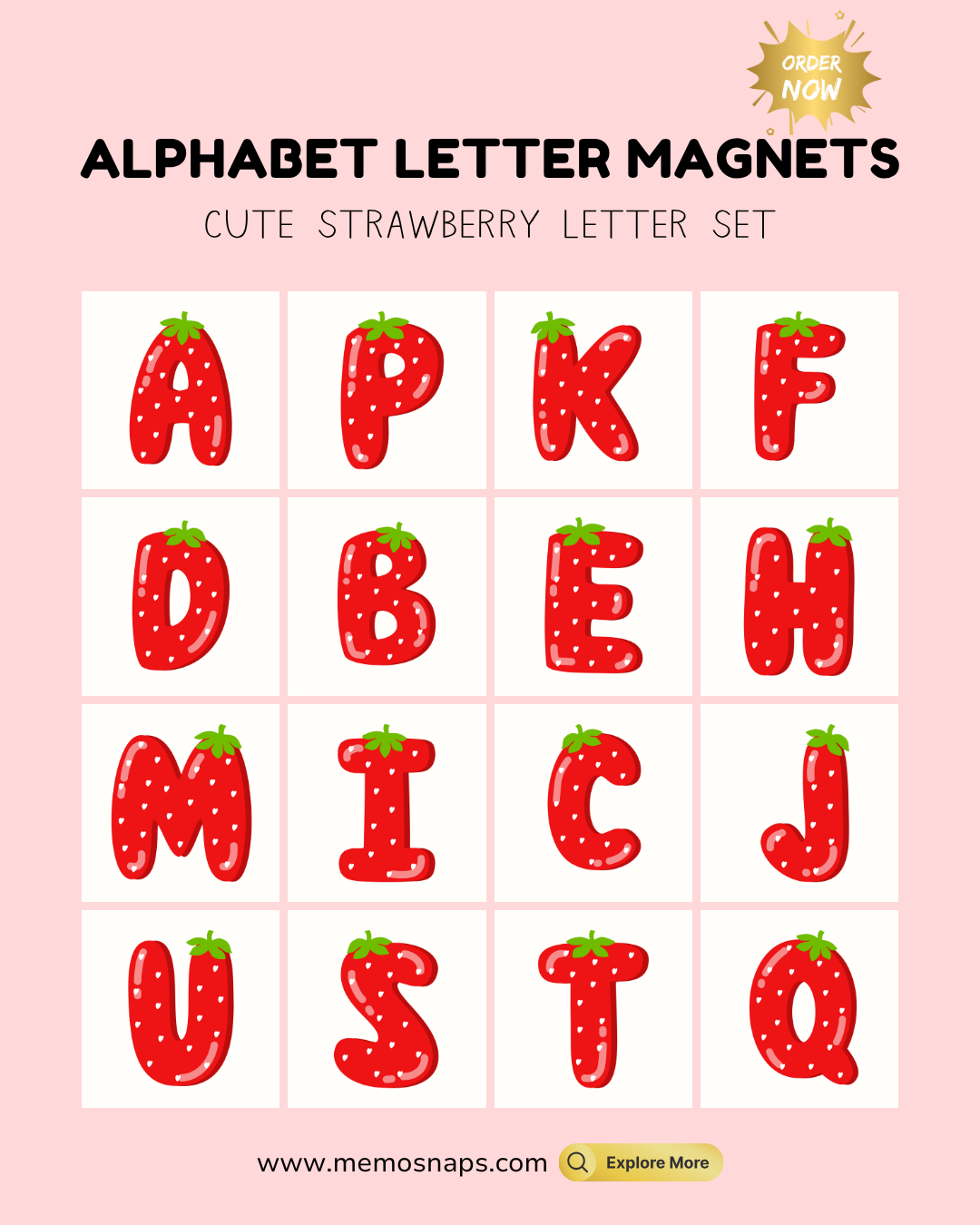 Strawberry Alphabet Letter and Number Magnets