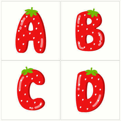 Strawberry Alphabet Letter and Number Magnets