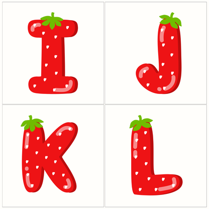Strawberry Alphabet Letter and Number Magnets