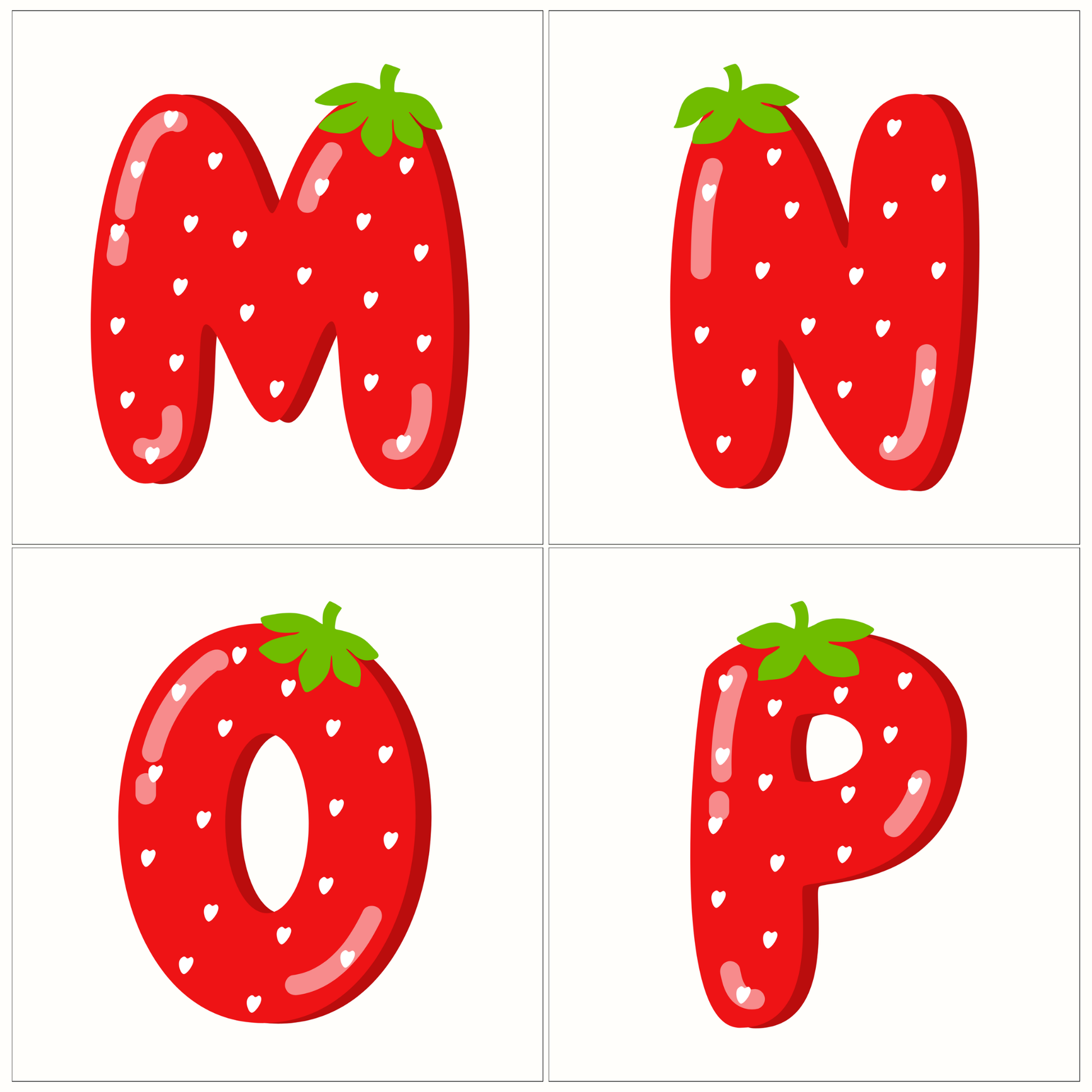 Strawberry Alphabet Letter and Number Magnets