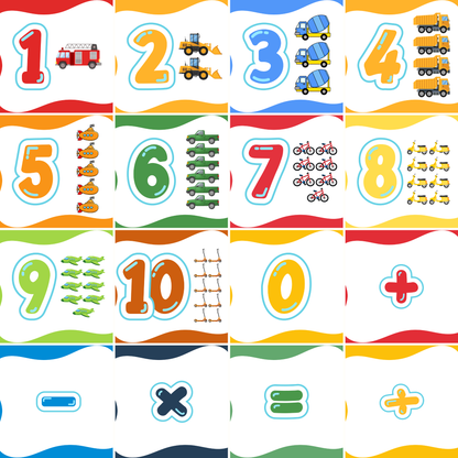 Vehicle Themed Number Magnets