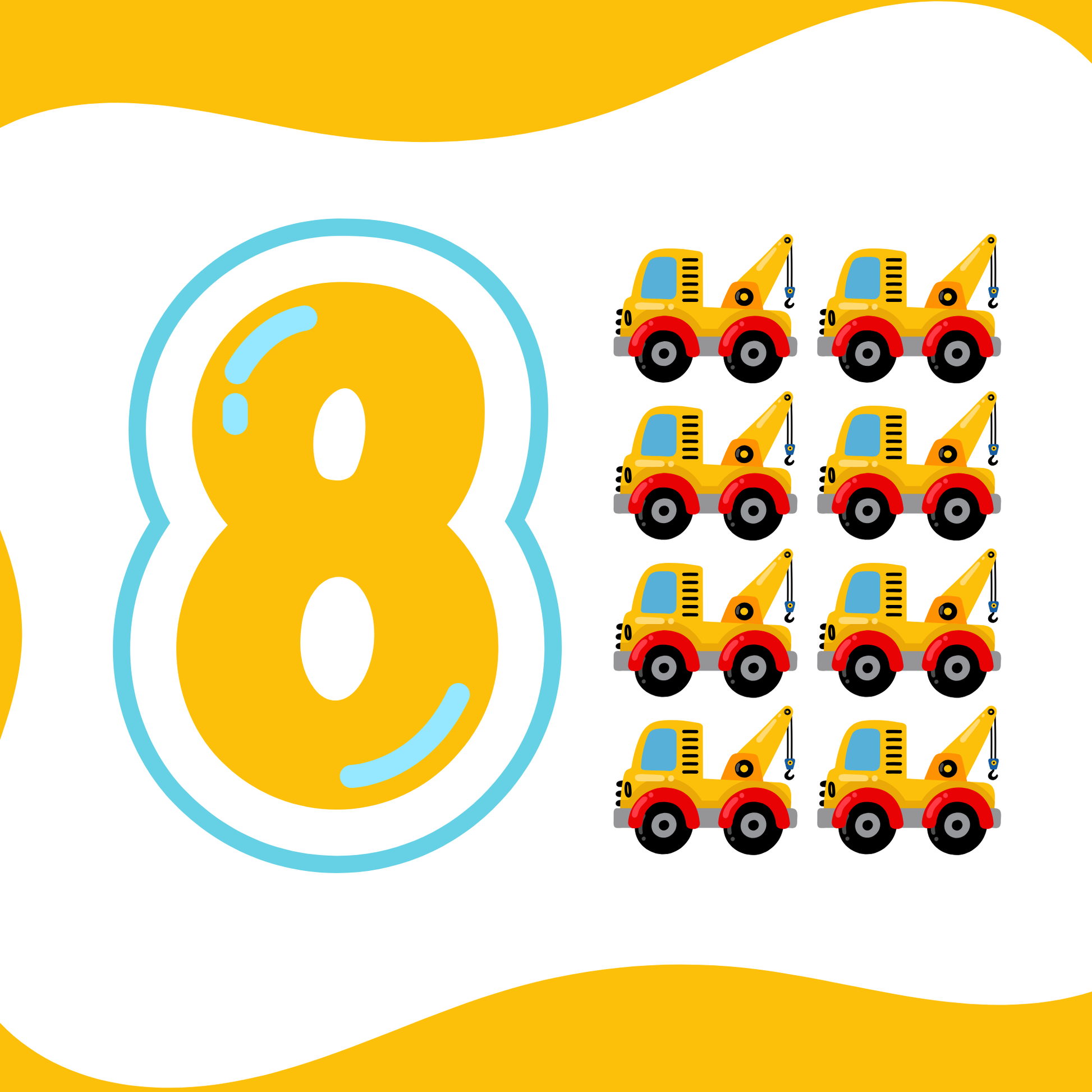 Vehicle Themed Number Magnets